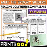 Spiders and Halloween Reading Comprehension Passage Hallow