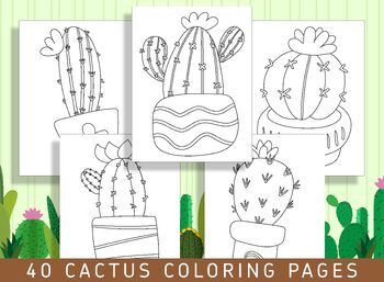 Preview of Spiky Fun for Little Ones: 40 Cactus Coloring Pages for Kindergarten & Preschool