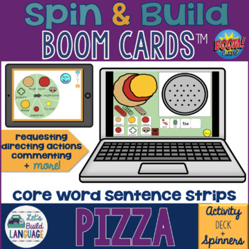 Preview of Spin and Build A Pizza: Sentence Strip Boom Cards™| Core Words