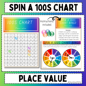 Spin a 100s chart and race to 100 place value games by Educate with Ella