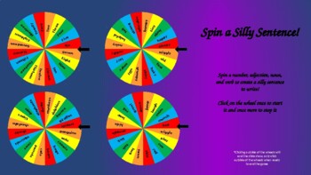 Preview of Spin a Silly Sentence! Digital Spinner- Distance Learning-Zoom Activity