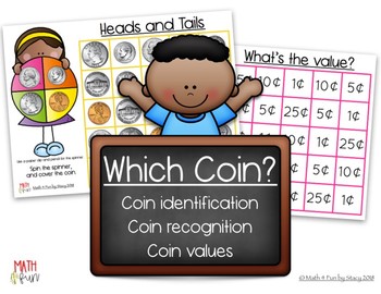 Preview of Spin and Cover Coin Recognition, Coin Values, Counting Change  #Flash Freebie