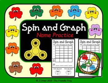 Preview of Spin and Graph Name Practice Happy Shamrocks