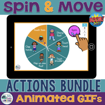 Preview of Spin and Move: Actions Boom Card Bundle with Animation