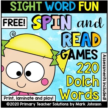 Preview of Dolch Sight Words: FREE Spin and Read Sight Word Games