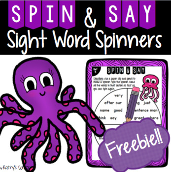 Spin and Say Sight Word Freebie