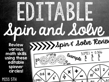 Preview of Spin and Solve Editable Math Review