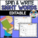 Spin & Write Sight Words | EDITABLE | Literacy Center Activity