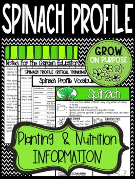 Preview of Spinach Planting & Nutrition School Garden Critical Thinking Guide