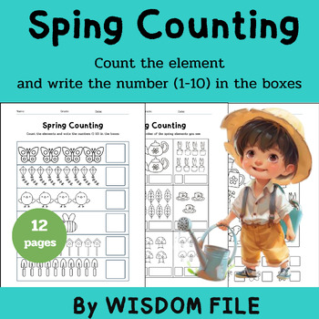 Preview of Sping Counting Count the elements and write the numbers (1-10) in the boxes