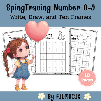 Preview of SpingTracing Number 0-9 Write, Draw, and Ten Frames