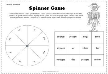 Grammar Spinner Game In Romanian Spinner Game Gramatica Si