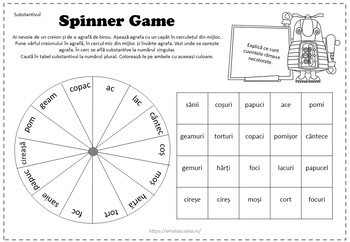 Grammar Spinner Game In Romanian Spinner Game Gramatica Si