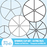 Spinners Clip Art • Blank Black and White • 44 high res PNG