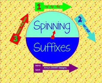 Preview of Spinning Suffixes Word Work SMARTBoard