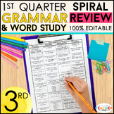 3rd Grade Language Spiral Review | Grammar Review | 1st Quarter