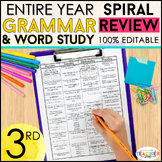 3rd Grade Language Spiral Review & Quizzes | Grammar Homework or Morning Work