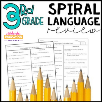 Preview of 3rd Grade Spiral Language Review & Grammar Practice | Print and Digital