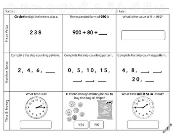 grade 3 math homework pdf