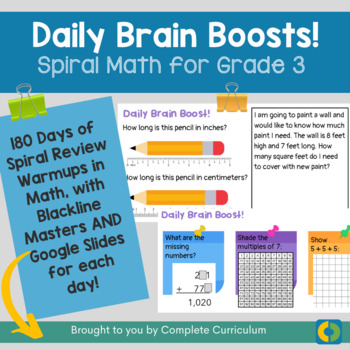 Preview of Spiral Math Review: 180 Days of Grade 3 Warmups 