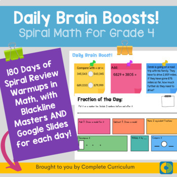 Preview of Spiral Math Review: 180 Days of Grade 4 Warmups 