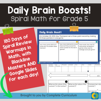 Preview of Spiral Math Review: 180 Days of Grade 5 Warmups 