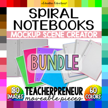 Preview of Spiral Notebooks Open & Closed BUNDLE Scene Creator Elements for Mockups