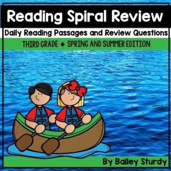 Preview of 3rd Grade Spiral Review Reading Comprehension | Spring & Summer Edition