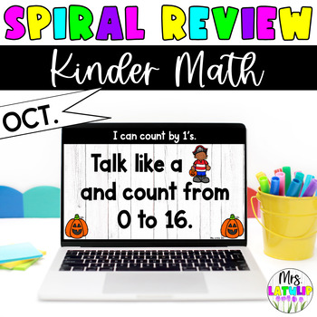 Preview of Spiral Review Math Kindergarten | October Math Review