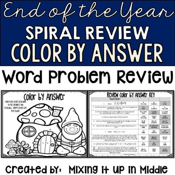 Preview of Spiral Review Math Word Problem Color by Answer FREEBIE