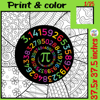 Preview of Spiral of Numbers:  Pi Day Celebration Collaborative Coloring Poster Activities