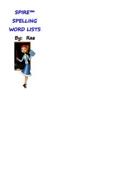 Preview of Spire Spelling & Reading Word Lists