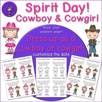Preview of Spirit Day - Dress Like A Cowboy or Cowgirl Flyers (editable date)