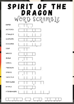 Preview of Spirit Of The Dragon No Prep Word scramble puzzle worksheet activity