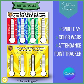 Preview of Spirit Points, Color Wars, Class Competition, School Spirit Score Tracker