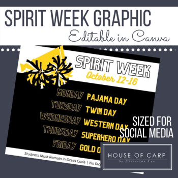 Spirit Week Graphic for Social Media - BLACK & GOLD