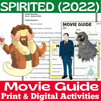 Preview of Spirited (2022) | Movie Guide Questions | Digital & Print Worksheets | Christmas