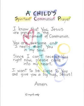 Preview of Spiritual Communion Prayer for Children