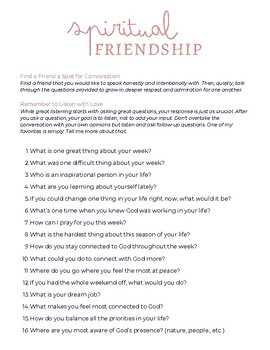 Preview of Spiritual Friendship Activity and Reflection