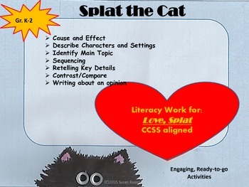 Preview of Fun Literacy Activities and Printables with Splat the Cat