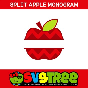 Preview of Split Apple SVG Teacher SVG Teacher Monogram SVG Apple SVG Cricut Silhouette