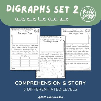 Preview of Split Digraphs/Magic e: a_e, e_e, i_e, o_e, u_e (Story and Comprehension Set)