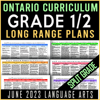 Preview of Split Grade 1/2 Ontario Long Range Plans BUNDLE 2024 Editable | Printable | SALE