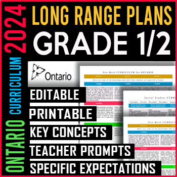 Preview of Split Grade 1/2 Ontario Long Range Plans 2024 | Editable | Printable | SALE!