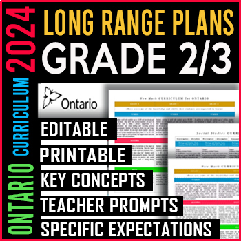 Preview of Split Grade 2/3 Ontario Long Range Plans 2024 | Editable | Printable | SALE!