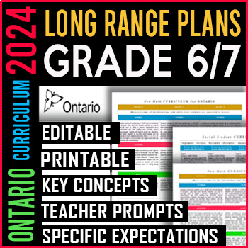 Preview of Split Grade 6/7 Ontario Long Range Plans 2024 | Editable | Printable Curriculum