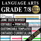 Split Grade 7/8 Language Arts Bundle 2023 | Ontario Long R
