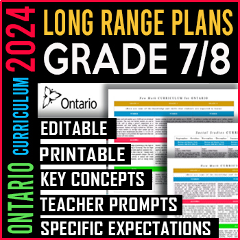 Preview of Split Grade 7/8 Ontario Long Range Plans 2024 | Editable | Printable | SALE!