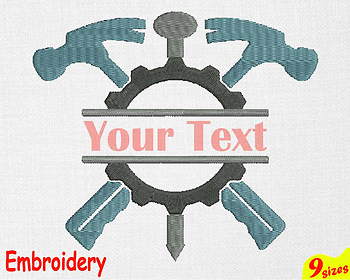 Preview of Split Mechanic Tools Hammer Designs for Embroidery 4x4 5x7 hoop Science 106b