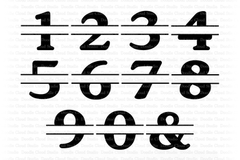 Download Split Monogram Numbers Cut Files 1 To 0 Svg Split Numbers Split Number Clipart